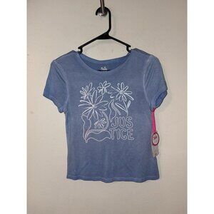 Justice T-Shirt Blue Girls Size Length 12/14 NWT